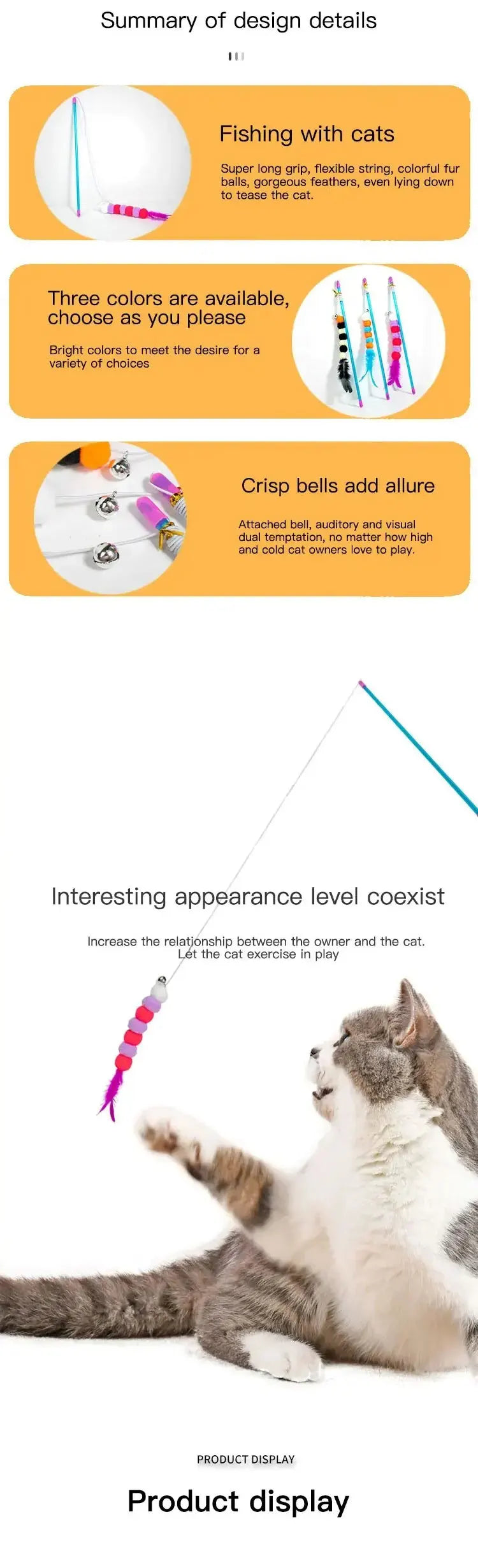 1 PCs New Elastic String Imitated Furs Bug Funny Cat Stick Suitable for Cats