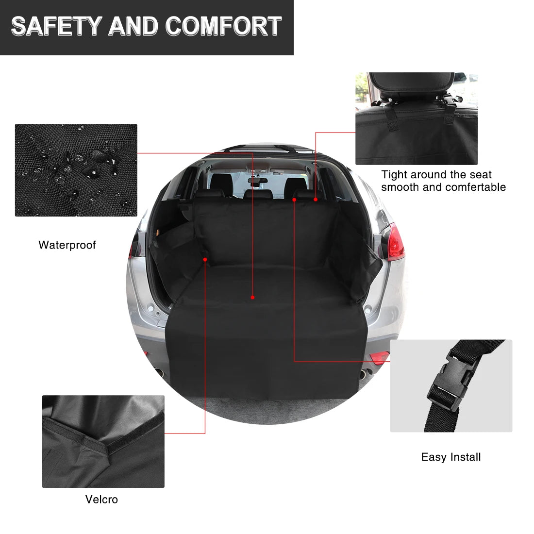 UXCELL Dog Car Seat Cover Waterproof Pet Travel Trunk Mats Dogs Protector Hammock Car Rear Back Mat Safety Accessories