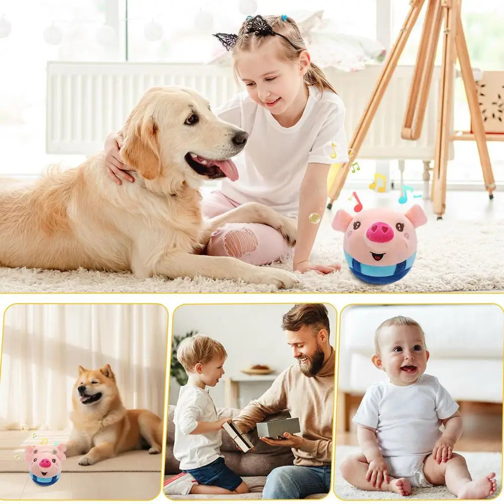 Talking Pig Toys Electric Pig Bouncing Ball Toy With Music USB Charging Pig Bouncing Jump Ball Toy For Children's Day Christmas