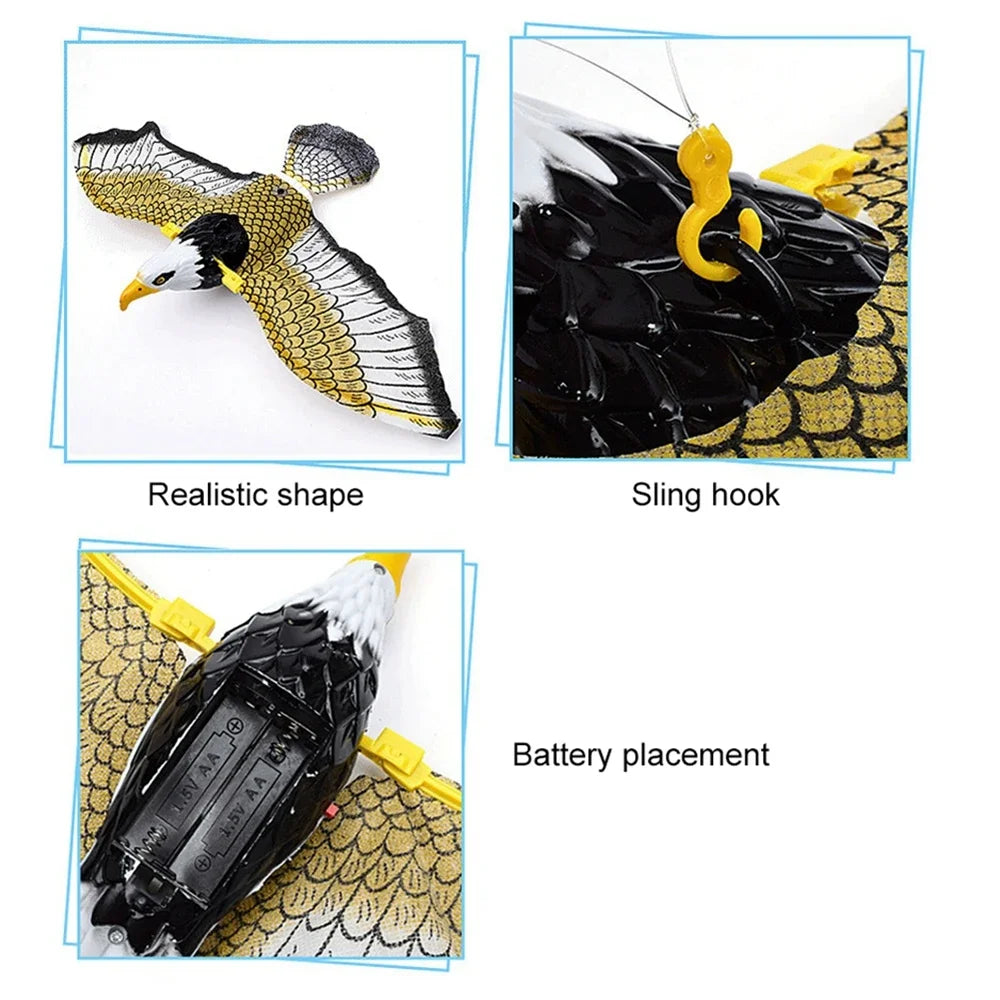 Pet Toy Electric Simulation Fake Eagle Electronic Rotation Simulation Bird Hanging Interactive Teasing Cat Dog Toy Silent Model