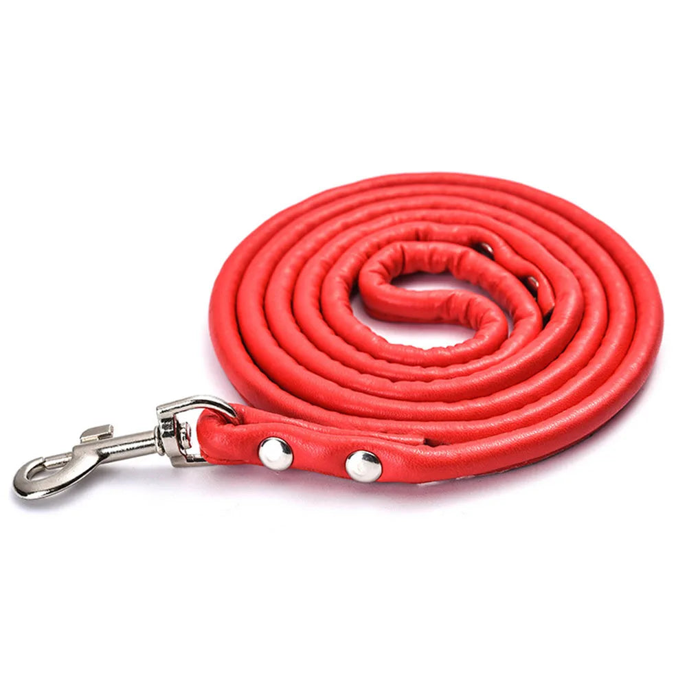 Pet Products Round Colorful PU Rolled Dog Walking Leashes for Small Medium Breeds Dogs Puppy Chain Lead Training Walking Leash