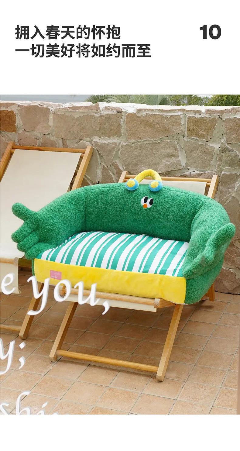 Zeze green lush pet bed cat litter all seasons removable dog litter teddy bear small dog warm sofa