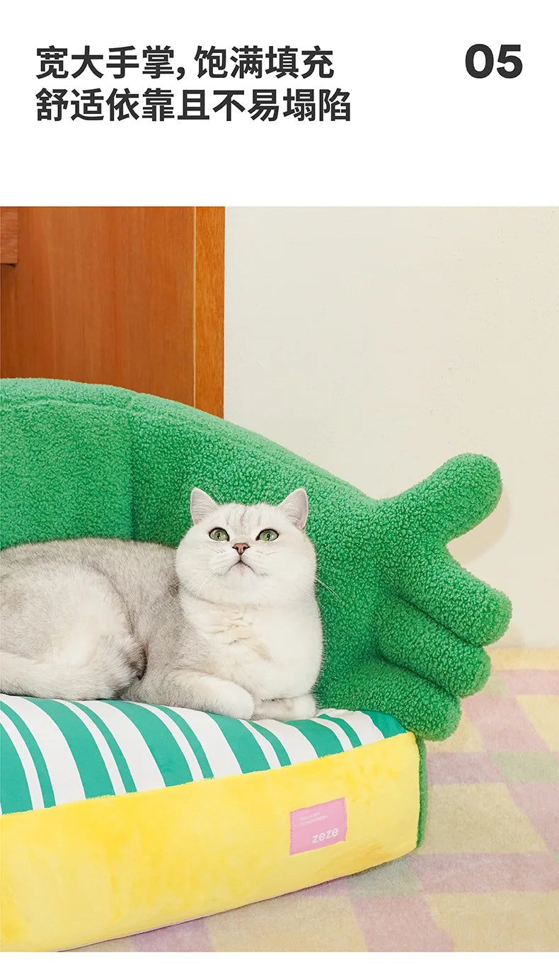 Zeze green lush pet bed cat litter all seasons removable dog litter teddy bear small dog warm sofa