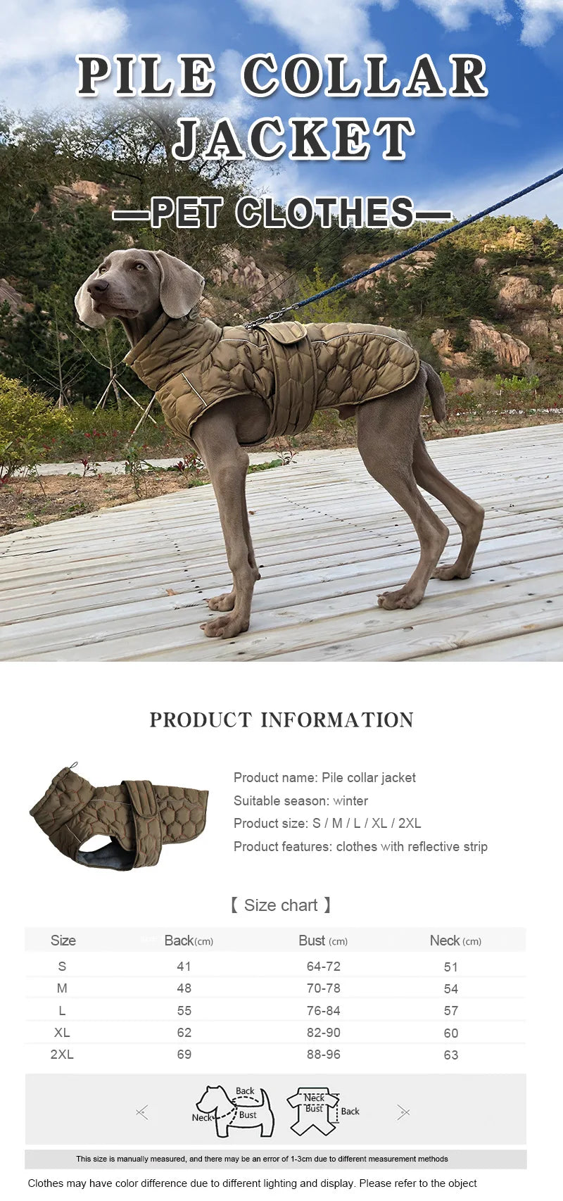Italian Greyhound Large Dogs Clothes Winter Coat Adjustable Reflective Warm Fleece Lined Turtleneck Dog Jacket for Big Dogs