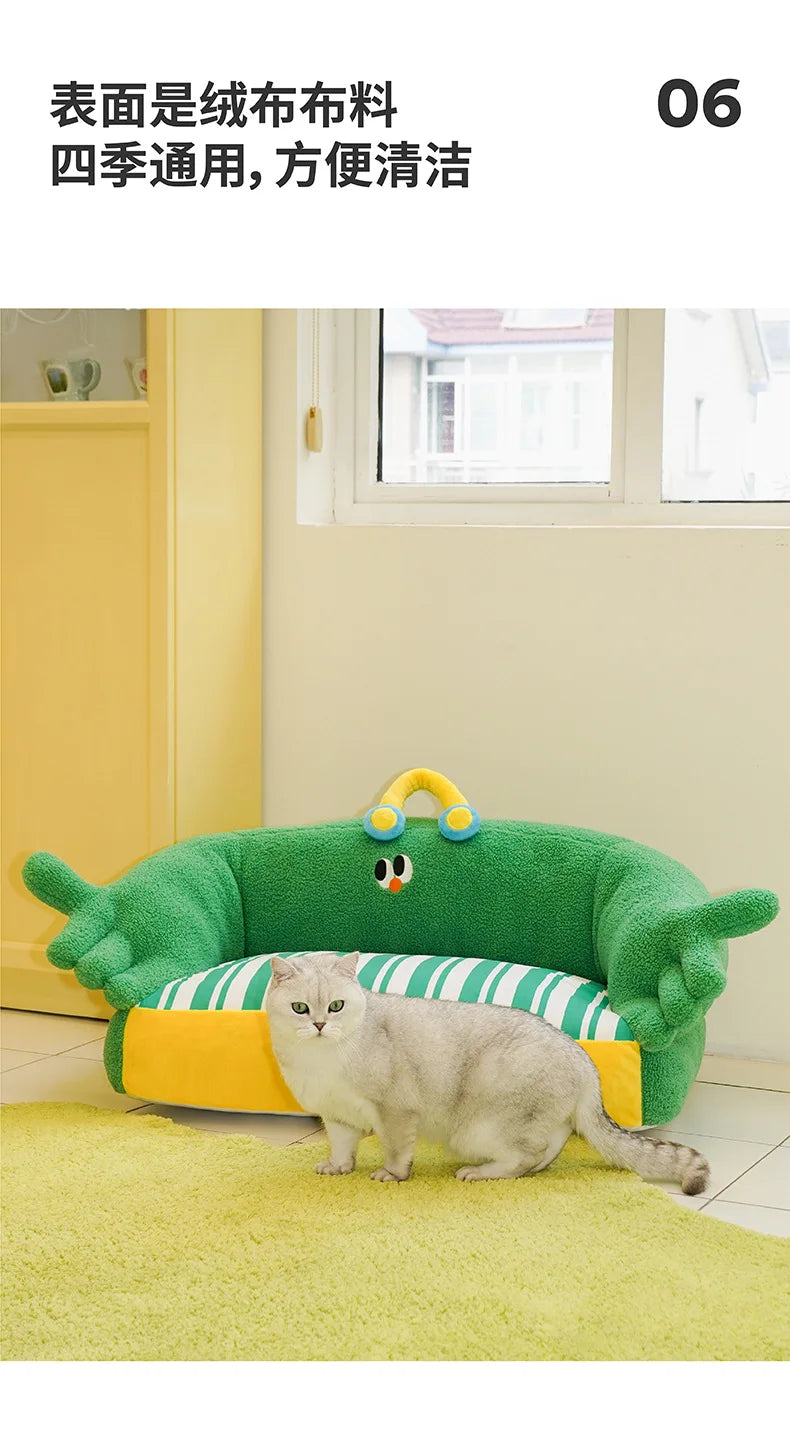 Zeze green lush pet bed cat litter all seasons removable dog litter teddy bear small dog warm sofa