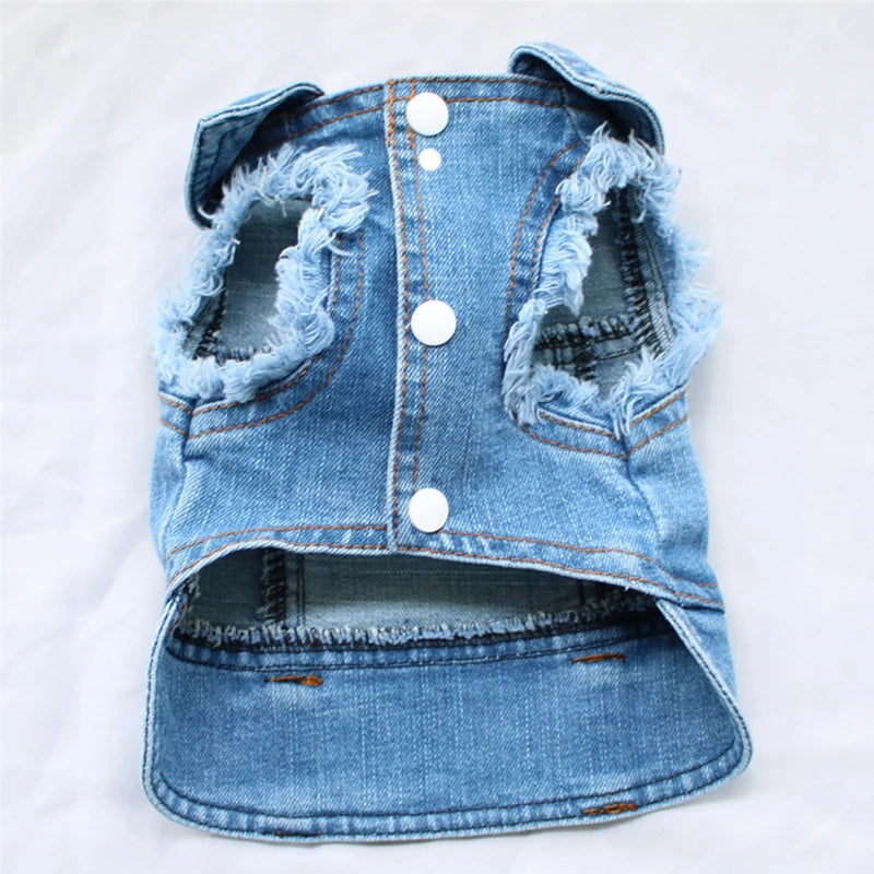 NEW Dog Denim Jacket with Leash Dring, Spring Summer Pet Jeans Vest Clothes for Small Medium Dogs Chihuahua Yorkies Bulldog