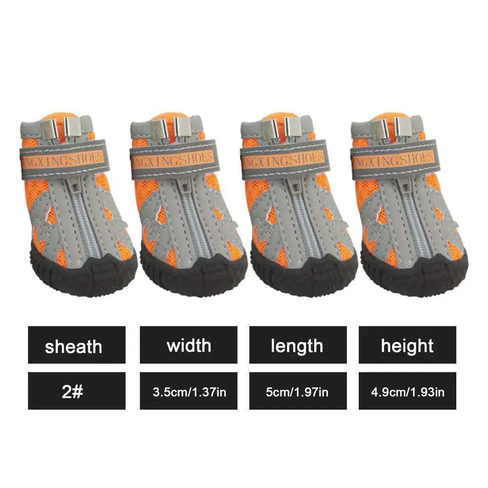 4PCS Dog Boots Dog Boots Paw Protector 5 Sizes Dog Boots With Rugged Rubber Sole Breathable Dog Boots Anti-slip For Summer