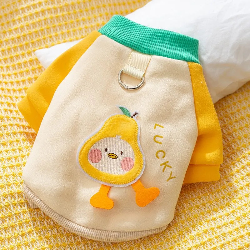 2024 Dog Clothes Cute Dog Hoodies Thin Autumn Winter Dog Coat with D-Ring Striped Print Puppy Sweatshirt Cat Jacket Pet Apparel
