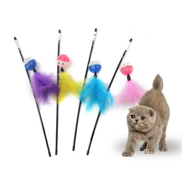 Cat Toy Cat Teaser Sticks Black Pole Plastic Bell Ball Cat Teaser Stick Model Cat Teaser Stick With Built-in Cat Toy
