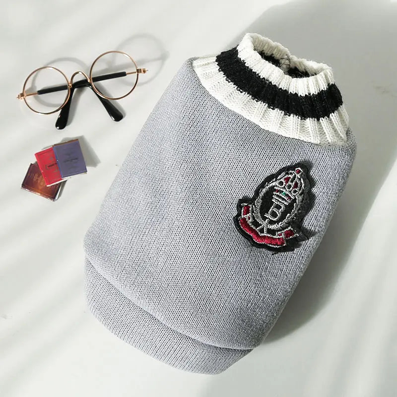 Pet College Style Sweater College Style V-neck Teddy knitted Vest Sweater Winter Warm Chihuahua French Bulldog Yorkie Coat