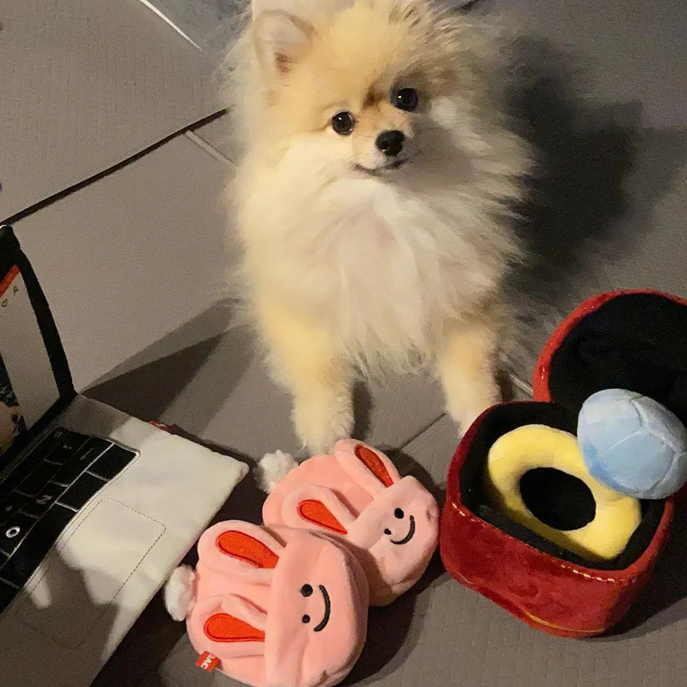Creative Ring Box Plush Toy Love Diamond Ring Case Stuffed Pet Chew Toy Sounds Puppies Kids Cute Soft Dog Bitter Interested Toys