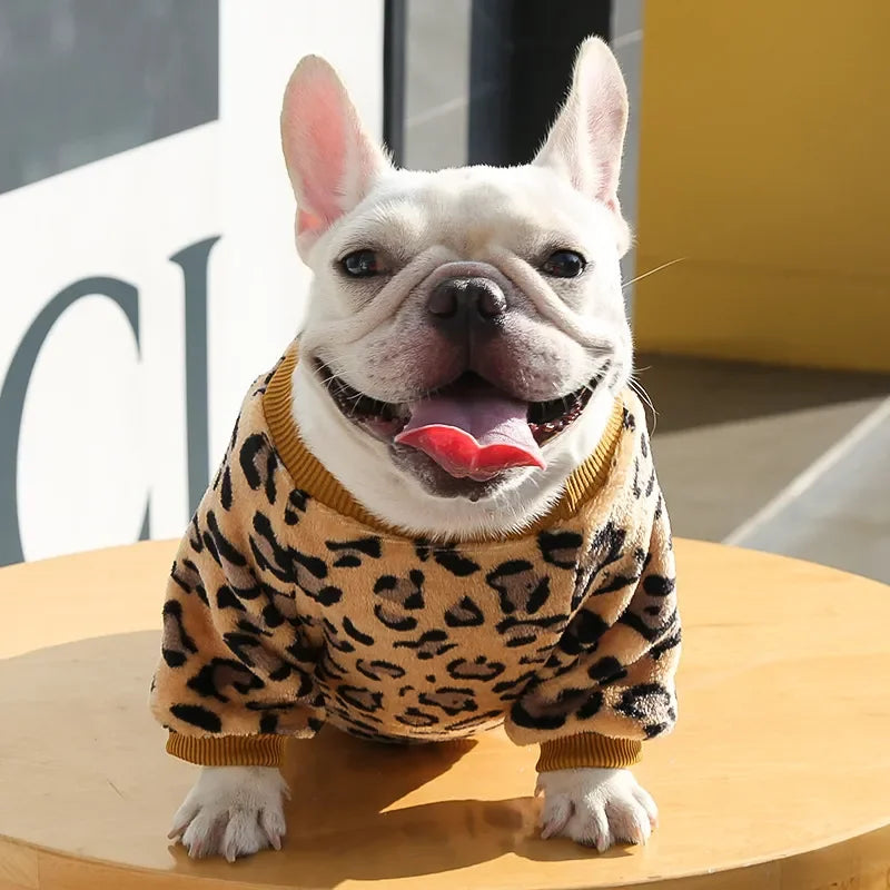 Pet Dog Clothes T-shirt Leopard Print Spring and Autumn Warm Big Dog Large Dog Two Feet Plus Down Golden Retriever Dog Clothes
