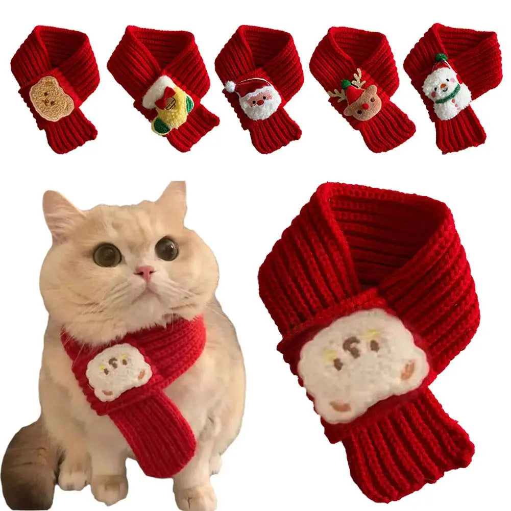 45cm Cat New Year Scarf Pet Accessories Kitten Christmas Winter Bib Birthday Dog Bichon Scarf Soft And Comfortable Fabric Cute P