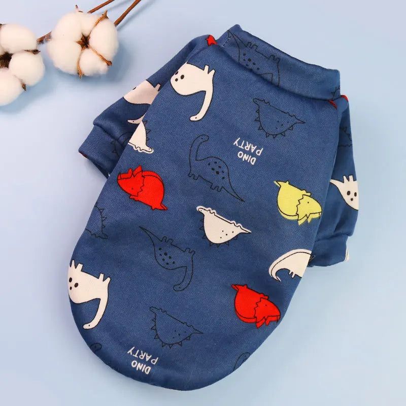 Pet Dog Costume Cute Printed Pet Coat Cotton Soft Pullover Dog Shirt Jacket Sweatshirt Hoodie Cat Clothes Suit Sweater Outfit