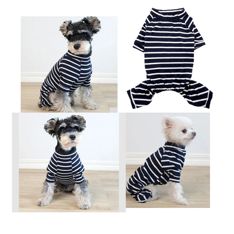 Stripe Dog Pajamas for Small Medium Dogs Female Male, Soft Puppy Bodysuit Onesies Spring Autumn Dog Clothes Doggie Pjs Jumpsuit
