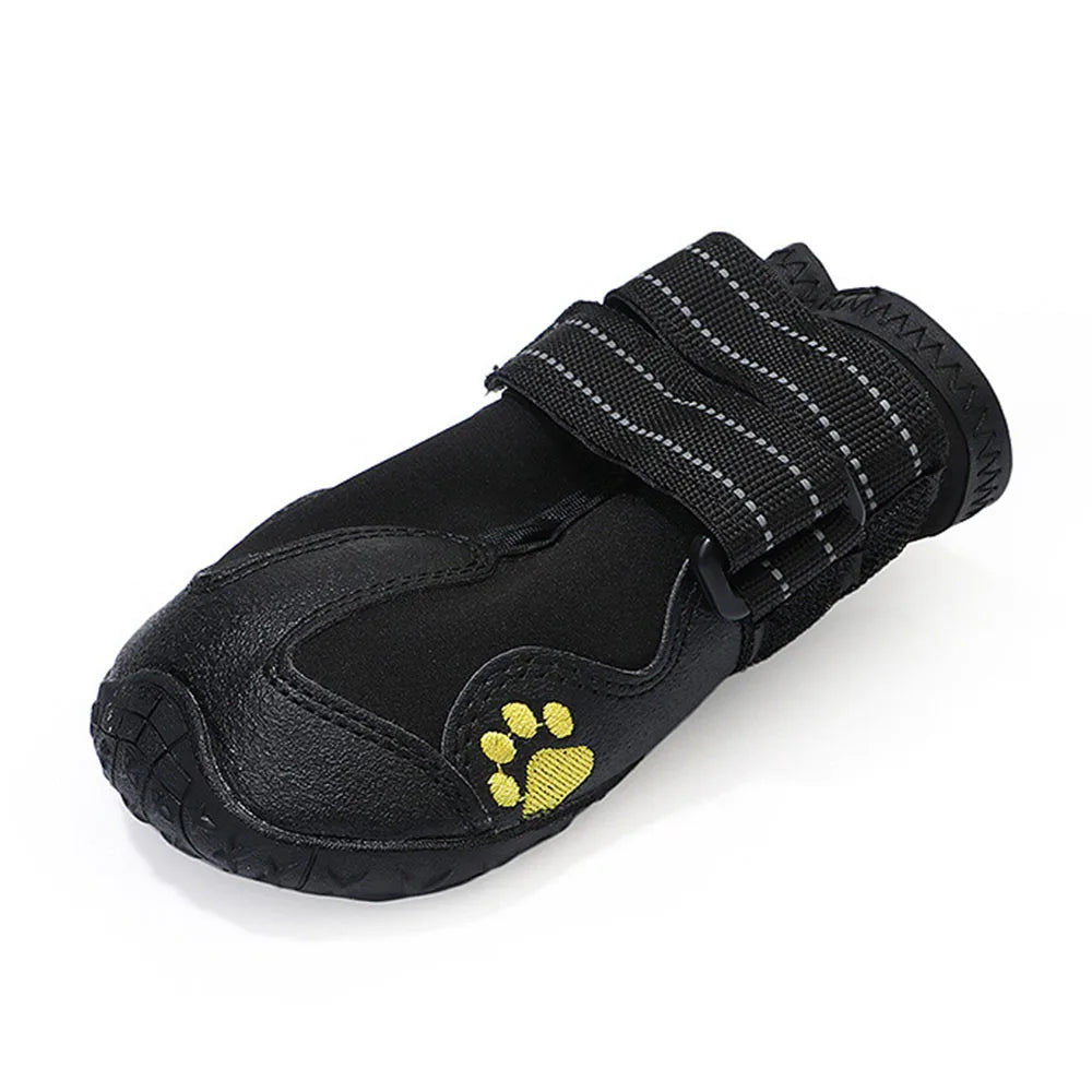 4pcs/set Pet Dog Shoes Reflective Waterproof Dog Boots Warm Snow Rain Pet Booties Anti-slip Socks Footwear For Medium Large Dogs