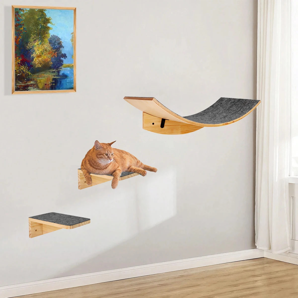 Cat Climbing Shelves For Cat Tree Tower Cat Hammock Arch Suit for Cat Relax Felt Platform Non-slip and Widen Steps Cat Furniture