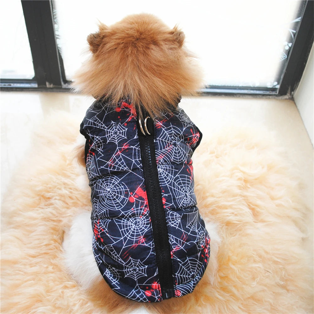Windproof Pet Vest Jacket Winter Warm Big Dog Clothes Puppy Harness Clothing Funny Printed Coat for Small Medium Dogs Cats XS-XL