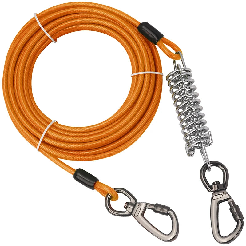 Tie Out Cable Dog Leash with spring Durable Anti-Bite Two Head dog Leash, Outdoor Dogs Leash Belt For Small Medium Dog Walking