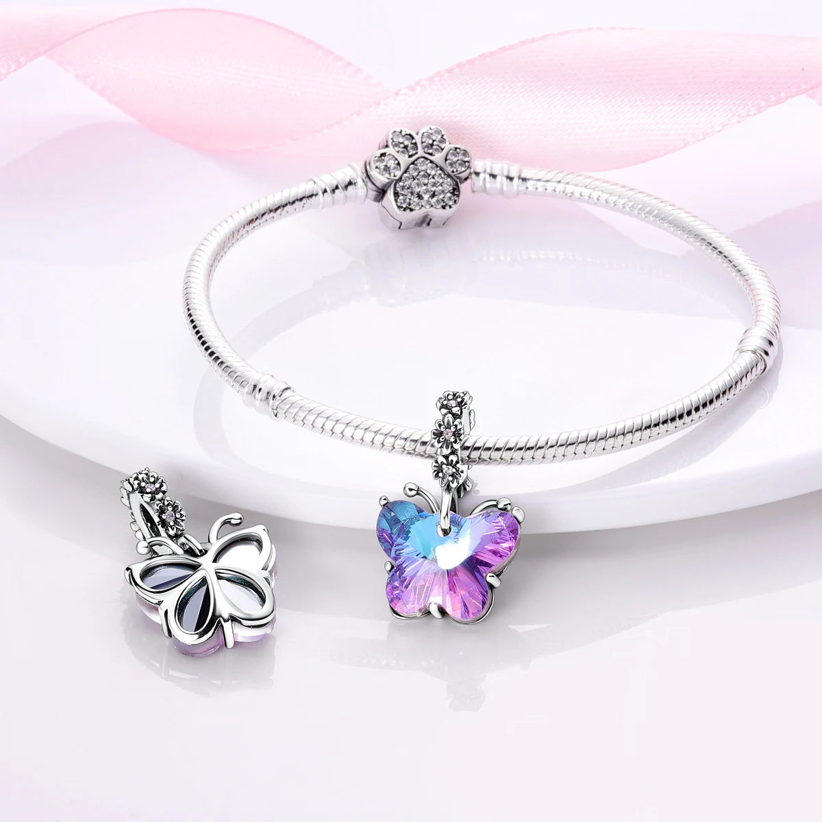 MULA 1PC Coffee Pet Moon Star Silver Plated Pendant Fit Original Snake Chain Charm Bracelet DIY Women Jewelry Gift