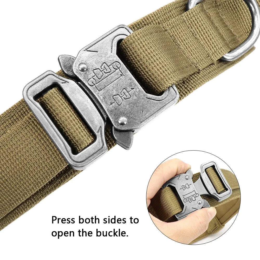 Large Dog Tactical Collar, Soft Padded Adjustable Heavy Duty Military Dog Collar with Control Handle for Medium Large Dogs