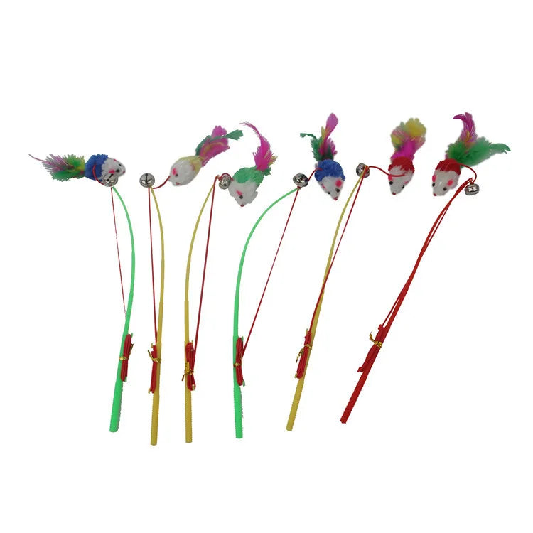 Cat Toy Cat Teaser Sticks Fishing Rod Mouse Funny Cat Stick Bell Funny Cat Toy Cat Interactive Cat Cat Supplies