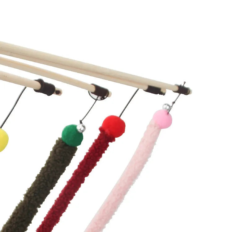 Cat Toy Cat Teaser Sticks Teasing Cats Stick Cats Toys Strips Ribbons Tassels Pet Cats Self-hi Interactive Biting Pet Supplies.