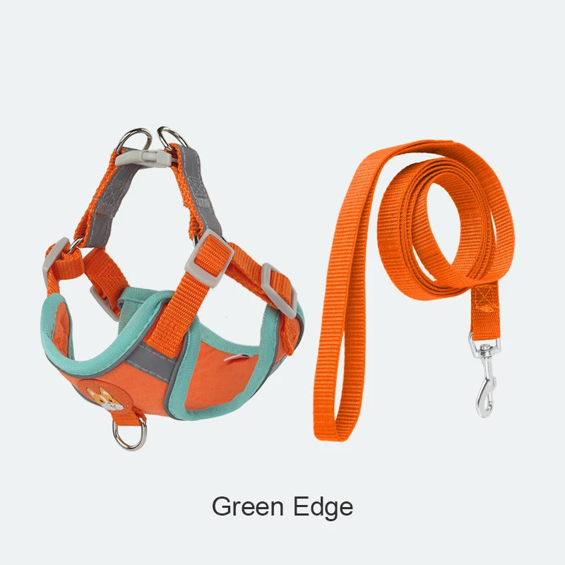 Pet Suede Chest Harness Vest Dog Strap Reflective Leash Retractable For Small Light And Convenientn