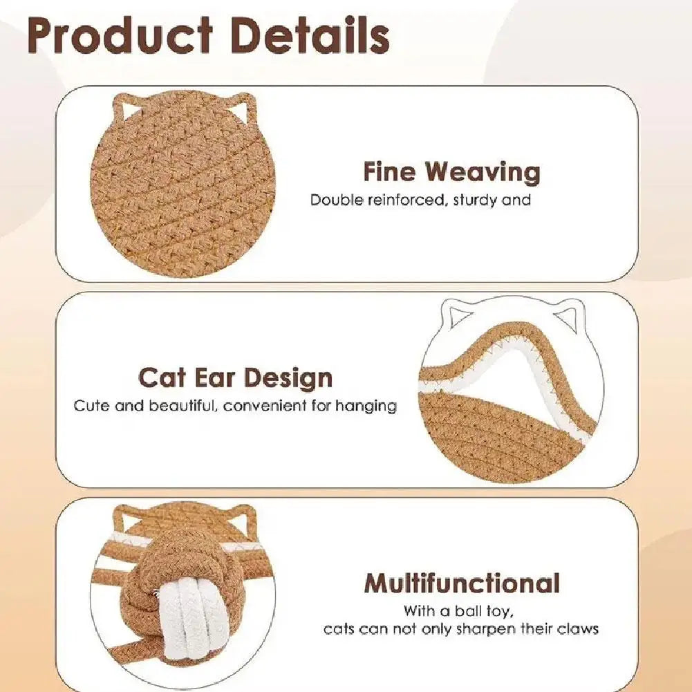 Braided Rope Cat Scratching Pad + Sleeping Pad 2in1 Natural Cotton Rope Material Handmade Comfortable Cat Toy Sturdy and