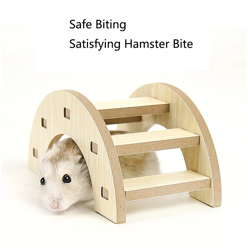 1pc Functional Wooden Hamster Arch Bridge Toys Hiding Climbing Ladder Small Pet Products Hamster Cage Golden Bear Toy Supplies