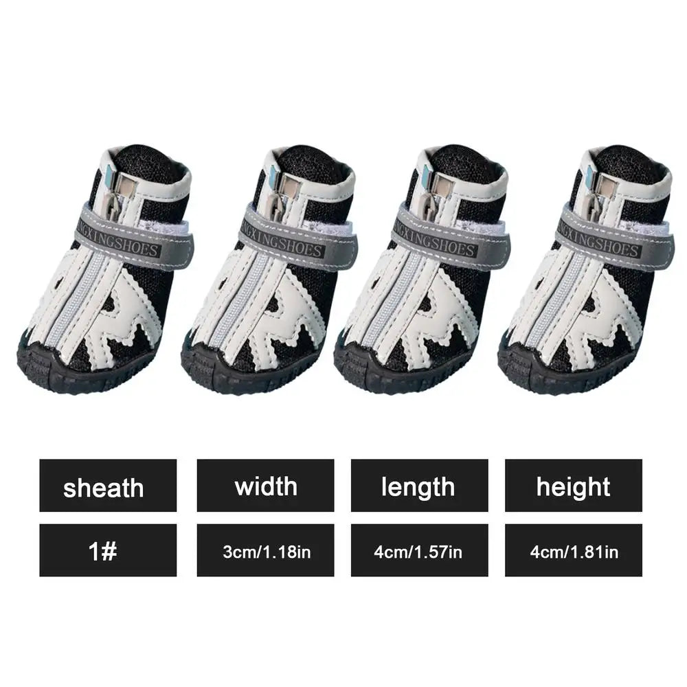 4PCS Dog Boots Dog Boots Paw Protector 5 Sizes Dog Boots With Rugged Rubber Sole Breathable Dog Boots Anti-slip For Summer