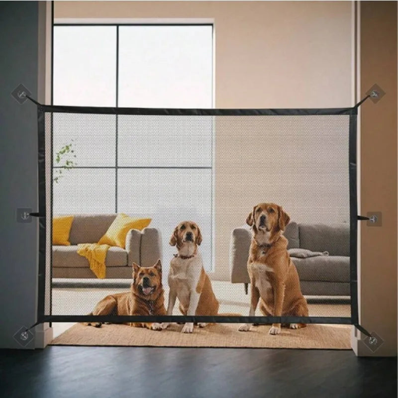 Pet Dog Fence Gate Safe Guard Safety Enclosure Folding Dog Fences Dog Gate The Ingenious Mesh Magic Pet Gate Pet Supplies