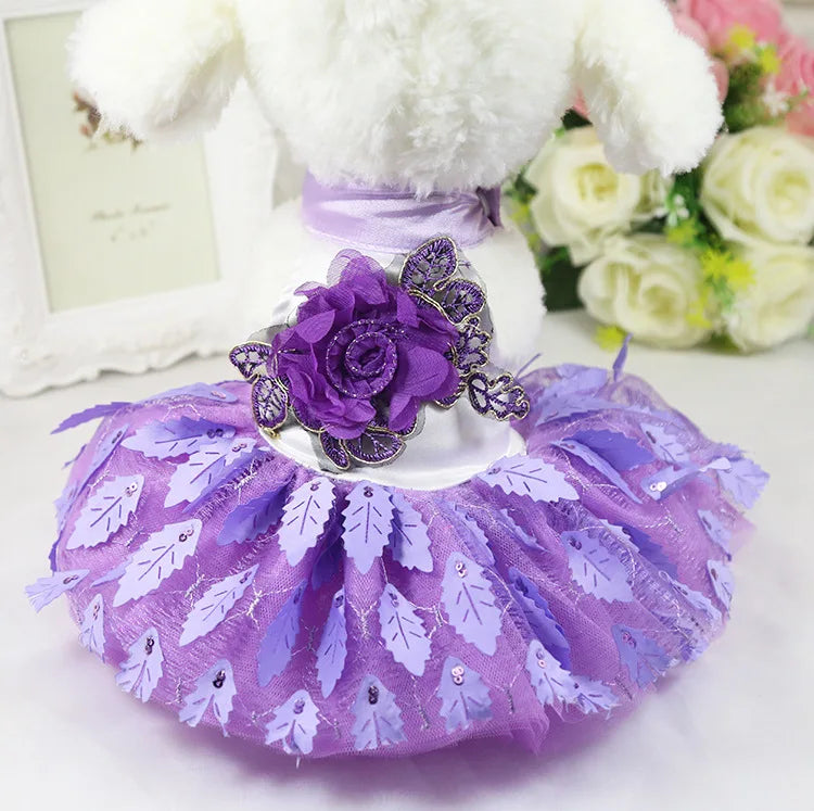 10PCS Pets Accessaries Dogs Cats Princess Flower Lace Dress For Pet Wedding Party Spring Summer small Teddy girl ropa para perro