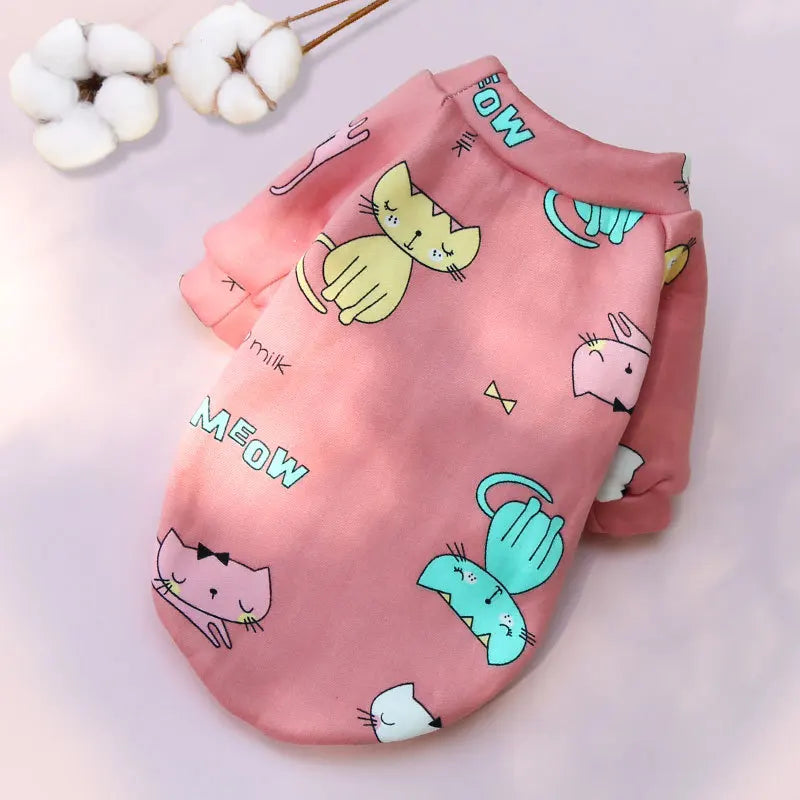 Pet Dog Costume Cute Printed Pet Coat Cotton Soft Pullover Dog Shirt Jacket Sweatshirt Hoodie Cat Clothes Suit Sweater Outfit