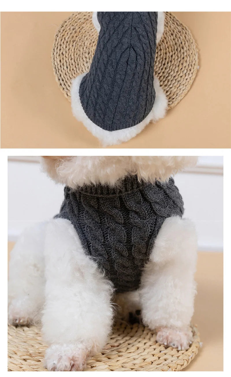 Teddy Bear Small Dog Clothes Solid Color Warm Winter Sweaters for Cats Lightweight Knitting Vest Leisure Outdoor Pet Overalls