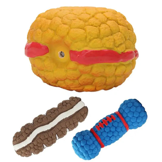 Squeaky Dog Chew Toy Funny Cream Bread Hamburger Breadsticks No Stuffing Dog Toy with Squeakers Pet Squeak Toy