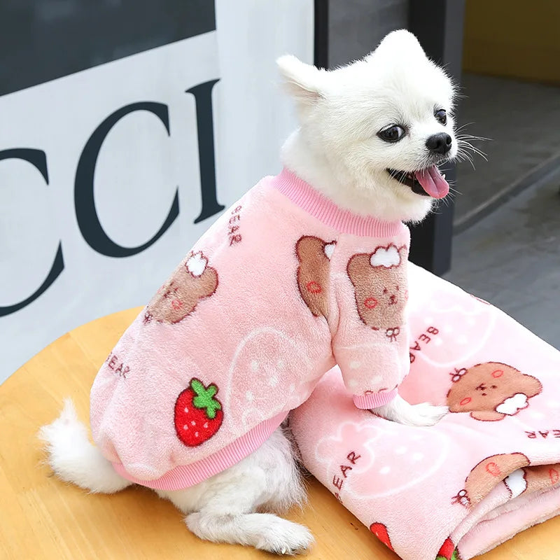Funny Monkey Print Winter Dog Clothes French Bulldog Flannel Winter Dog Hoodies Medium Puppy Clothing for Cat Christmas Costume