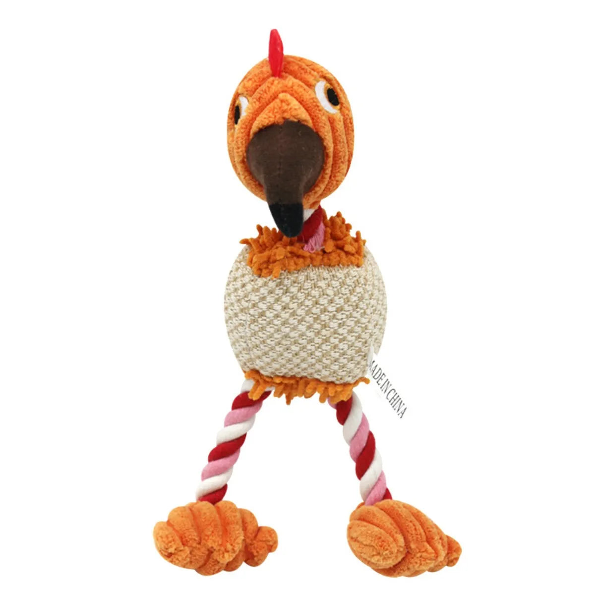 Tri color cotton rope pet toy, bird plush, bite resistant, teeth grinding, and sound producing pet toy, dog toy