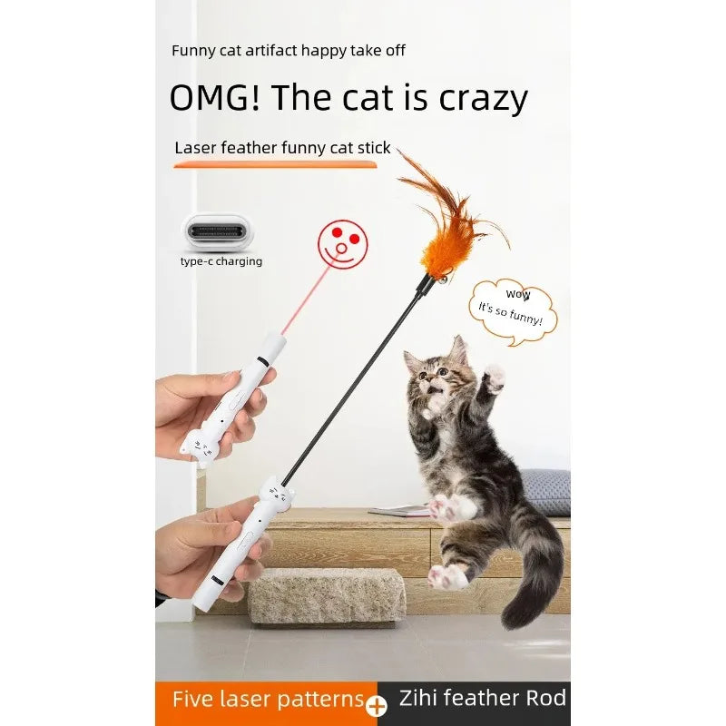 USB Charging Laser Cat Teasing Stick Infrared Laser Light Pattern Projection Cat Toy Pet Supplies Cat Teasing Pen cat toys