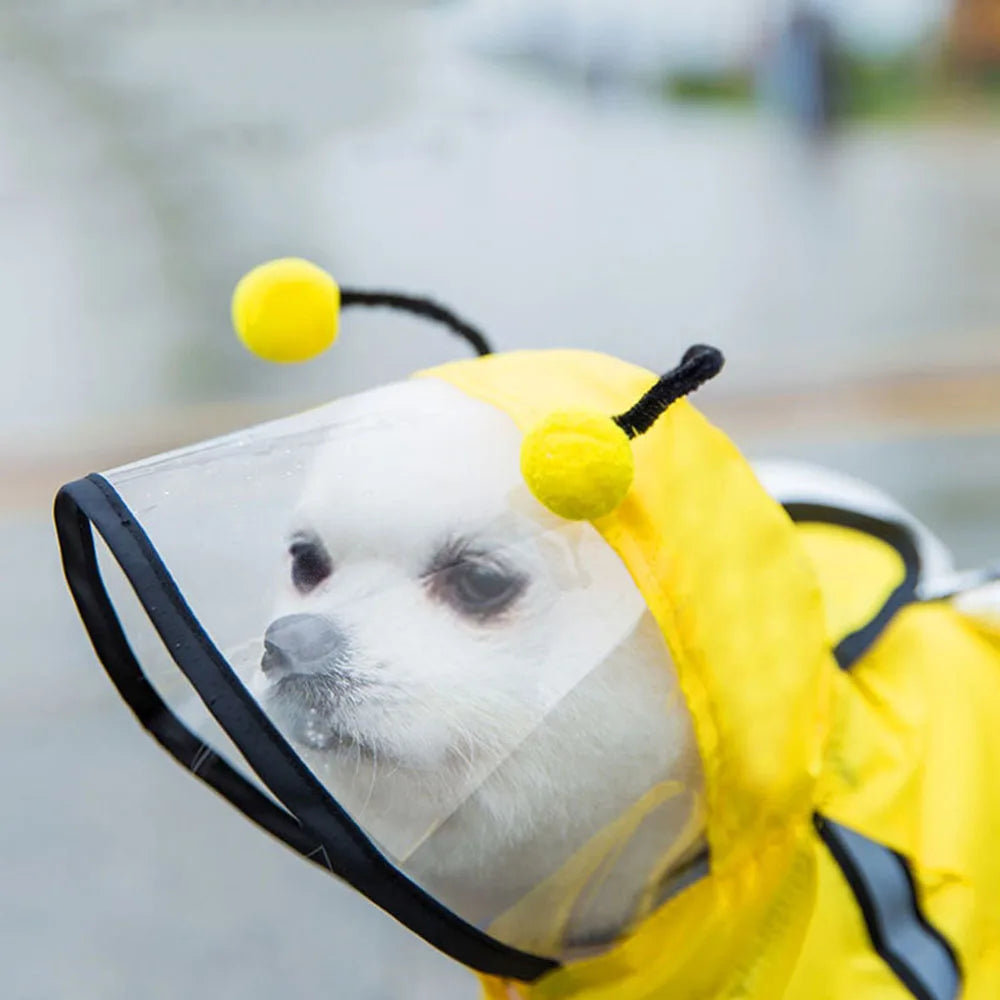 Small Dog All-Body Waterproof Raincoat Funny Animal Shaped Pet Puppy Raincoat Dog Rain Coat Hooded Clothing Outdoor Reflective