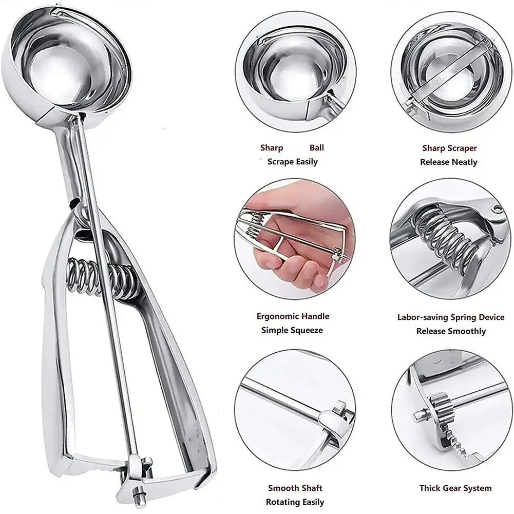 Stainless Steel Ice Cream Spoon Easy To Clean And To Easy Scoop Watermelon Ice Demould Kitchen Cream Fruit Tool T1Y0