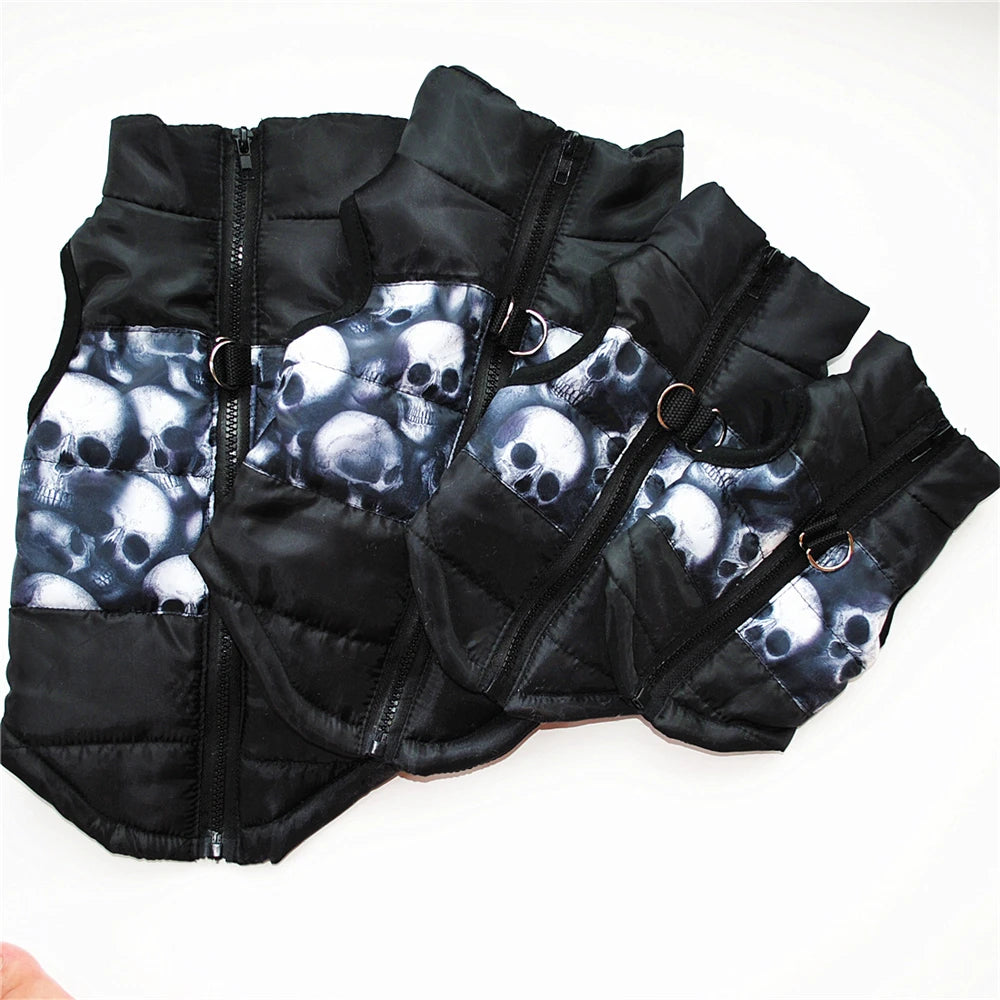 Windproof Pet Vest Jacket Winter Warm Big Dog Clothes Puppy Harness Clothing Funny Printed Coat for Small Medium Dogs Cats XS-XL