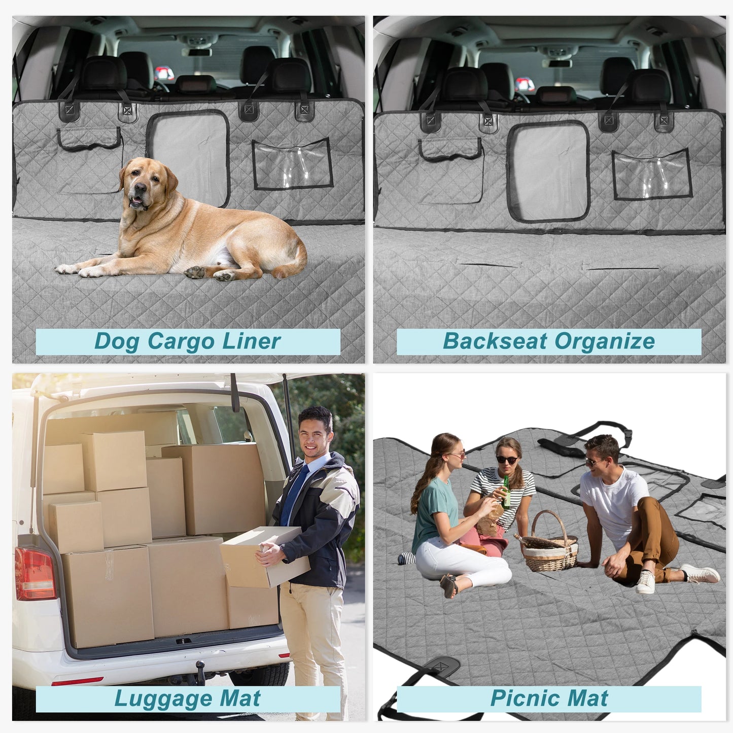 UXCELL Dog Car Seat Cover for Back Seat Cationic Fabric Dog Beds Mats Waterproof Hammock Nonslip Washable Pets Beds Mats