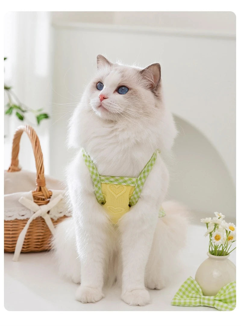 Sweetheart Bow Tie Hairpin Pet Dog Clothes Countryside Leisure Summer Vest for Small Puppy Soft Cotton Chihuahua Cat Clothing