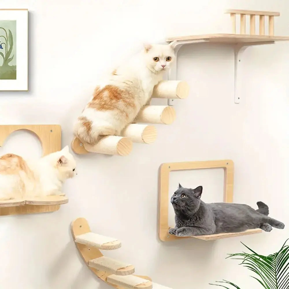 Cat House Cat Tree Wall Mounted Cat Climbing Shelves Cat Hammock Cat Bridge with Scratching Post or Stairway for Kittens