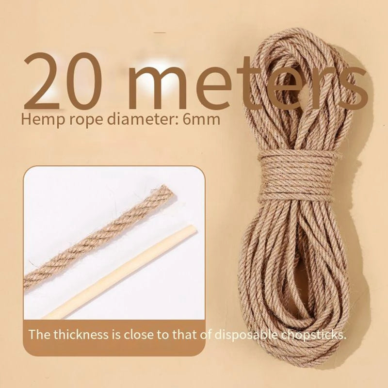 20/50M Cat Scratch Resistant Tight and Durable Scratch Pole Climbing Frame Fine Sword Hemp Rope Pet Cat Scratchers