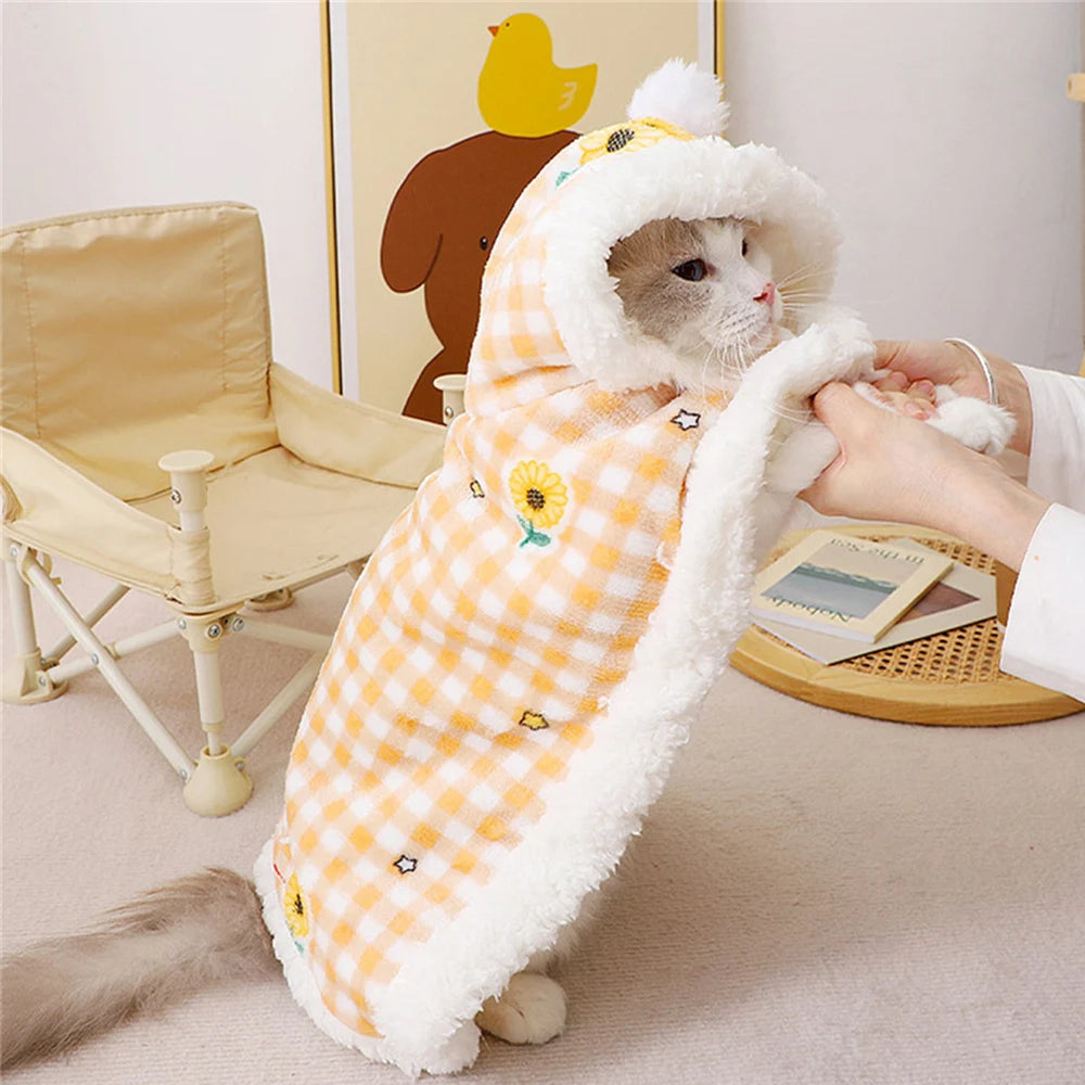 Sphynx Cat Sleeping Bag Cloak Winter Warm Pet Mat Blanket for Cats Gotas Kitten Sleeping Quilts mascotas Accessories Hood Pajama