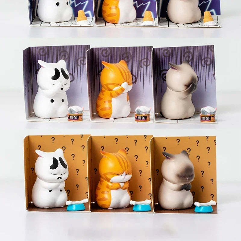 1Pc Mini Cat Blind Box Anger Orange Cat Cute Figures Ornaments Mystery-box Office Desktop Computer Decoration Children's Gift