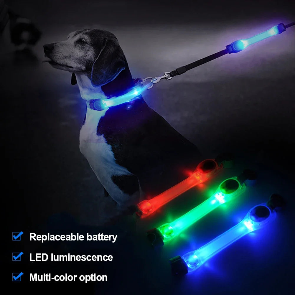 Dog Anti Lost Safety Glowing Collar Multi-Color Pendant Outdoor Waterproof Warning Led Flashing Light Strip Pet Traction Supplie