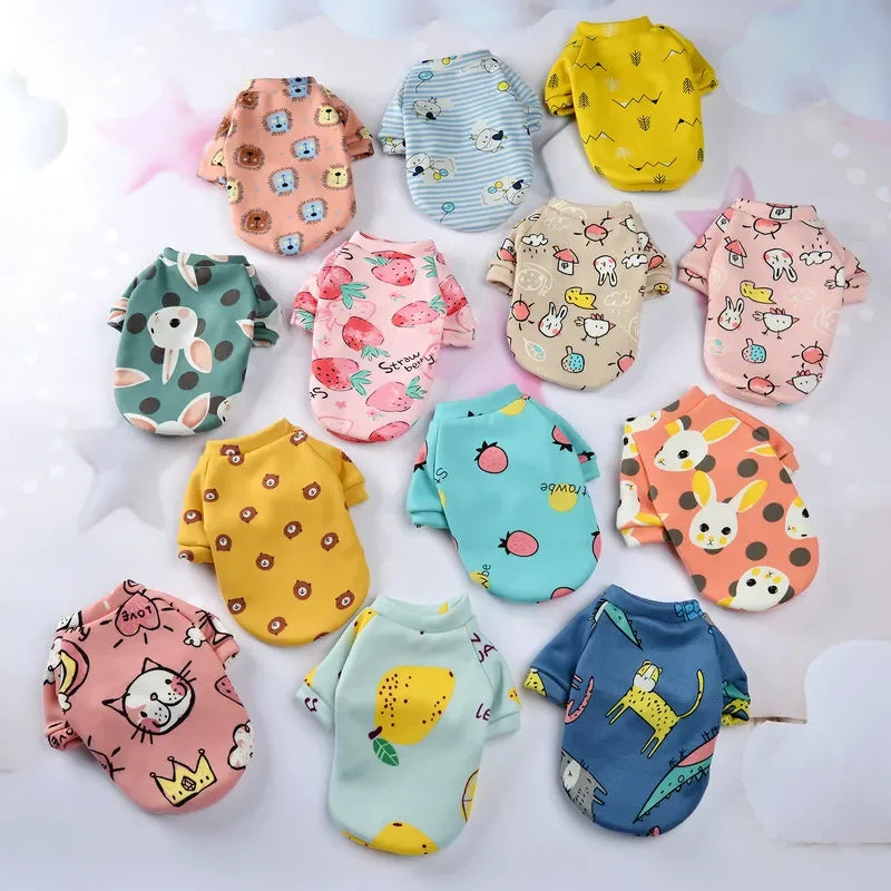 Pet Dog Costume Cute Printed Pet Coat Cotton Soft Pullover Dog Shirt Jacket Sweatshirt Hoodie Cat Clothes Suit Sweater Outfit